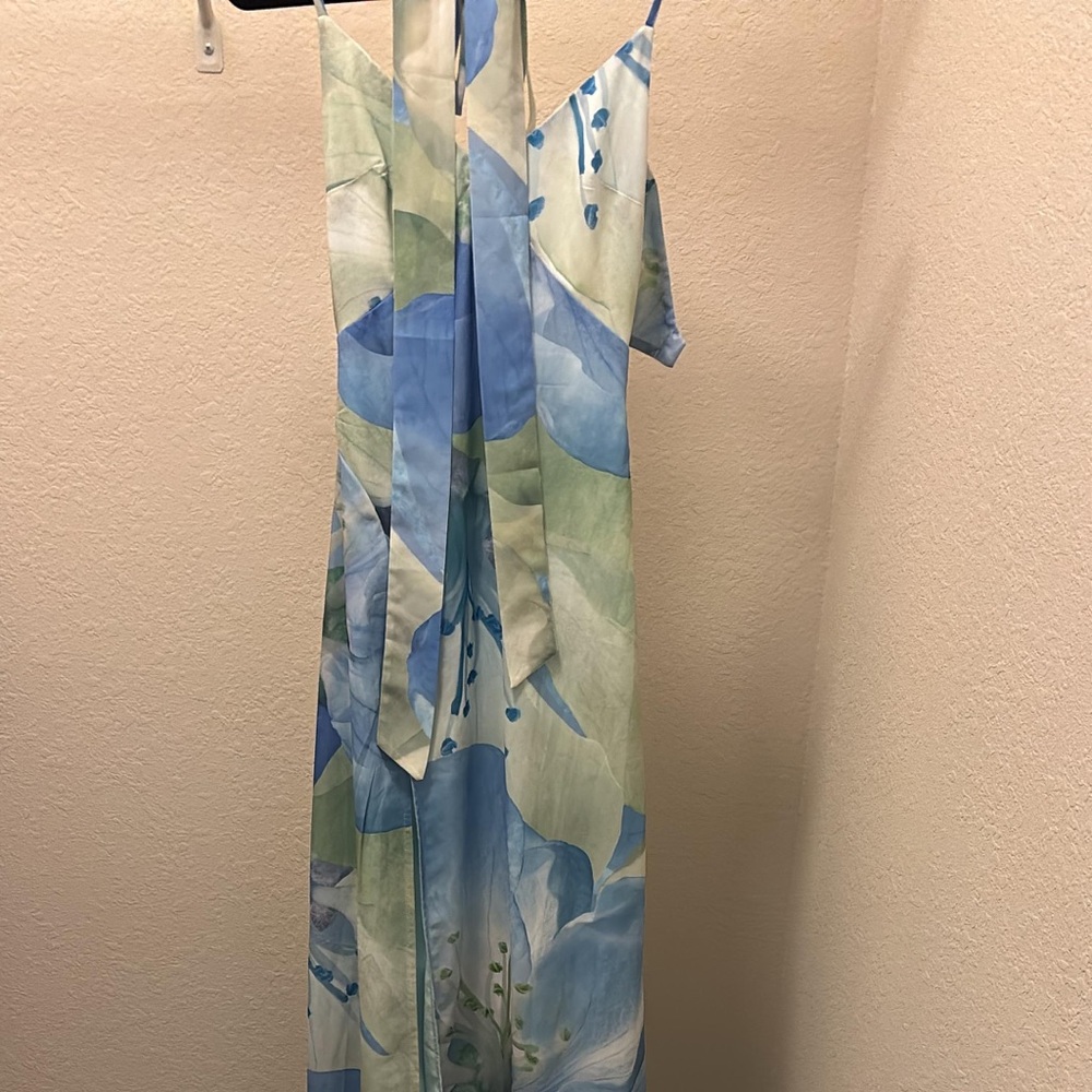 Peppermayo Blue and Green Floral Slip Dress